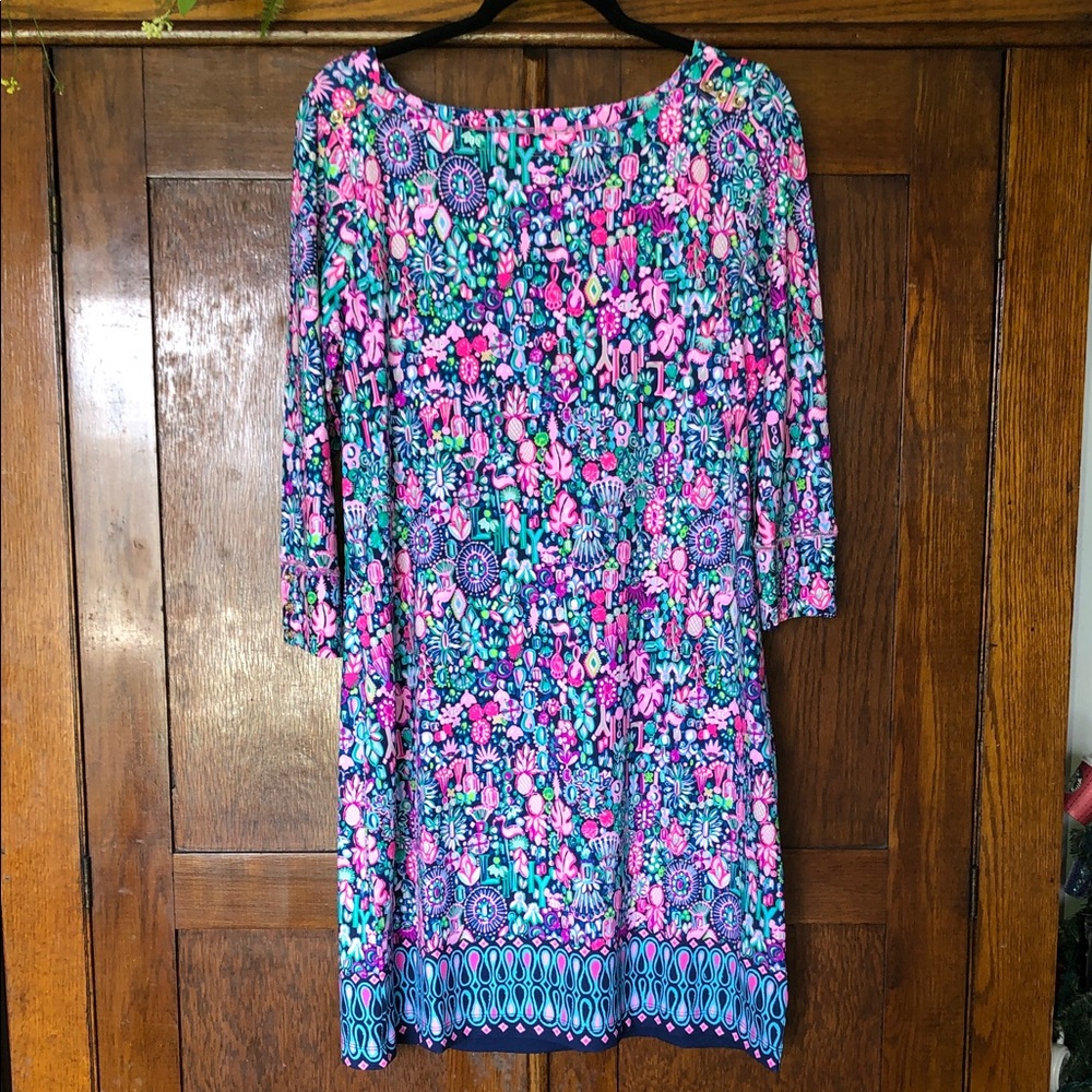 Lilly Pulitzer UPF 50+ Sophie DressLow Tide Navy Jewely Engineered Dress Large